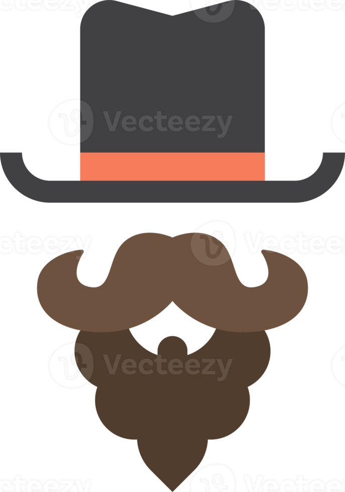 fake mustache and top hat illustration in minimal style png