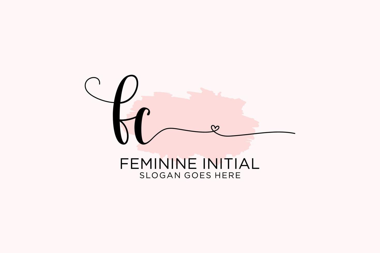 Initial FC beauty monogram and elegant logo design handwriting logo of initial signature, wedding, fashion, floral and botanical with creative template. vector