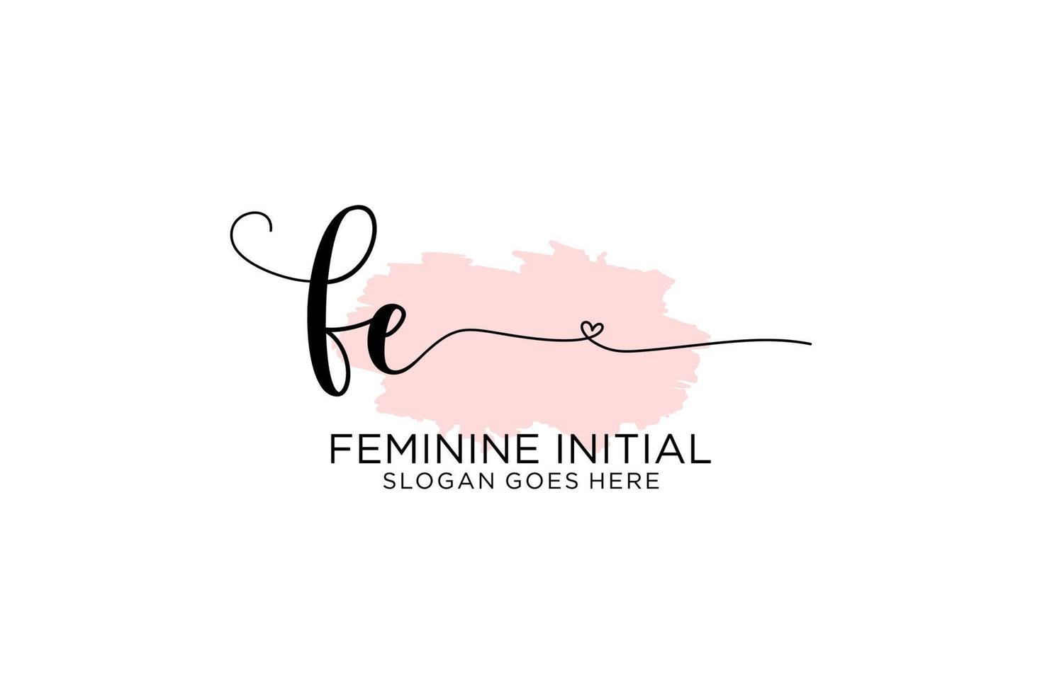 Initial FE beauty monogram and elegant logo design handwriting logo of initial signature, wedding, fashion, floral and botanical with creative template. vector