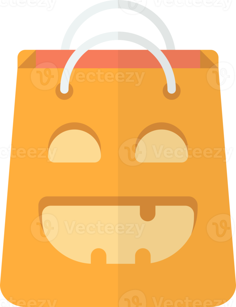 Shopping bags with smiley faces illustration in minimal style png