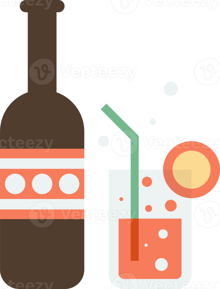 illustration de bouteilles et verres de vin dans un style minimal png