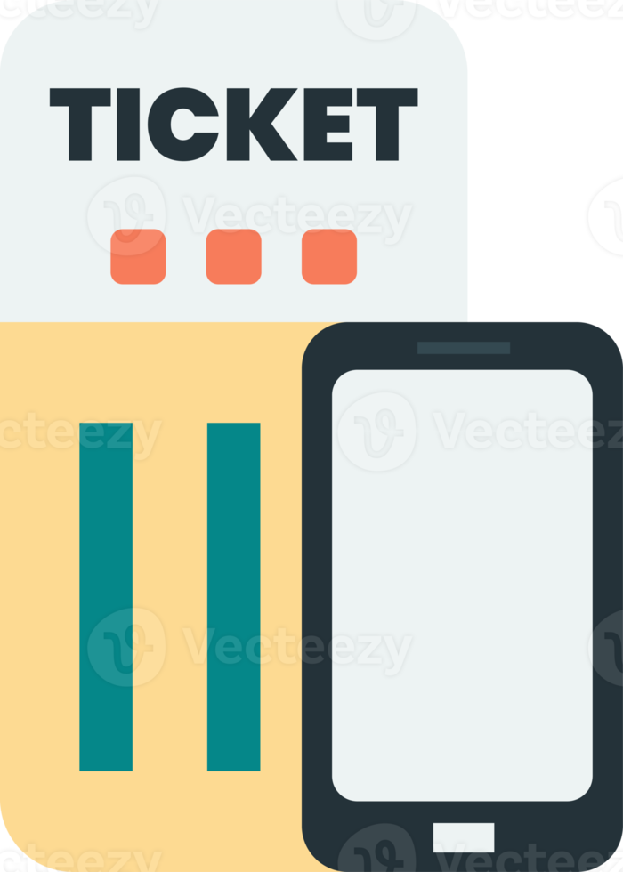 Movie tickets with smartphones illustration in minimal style png