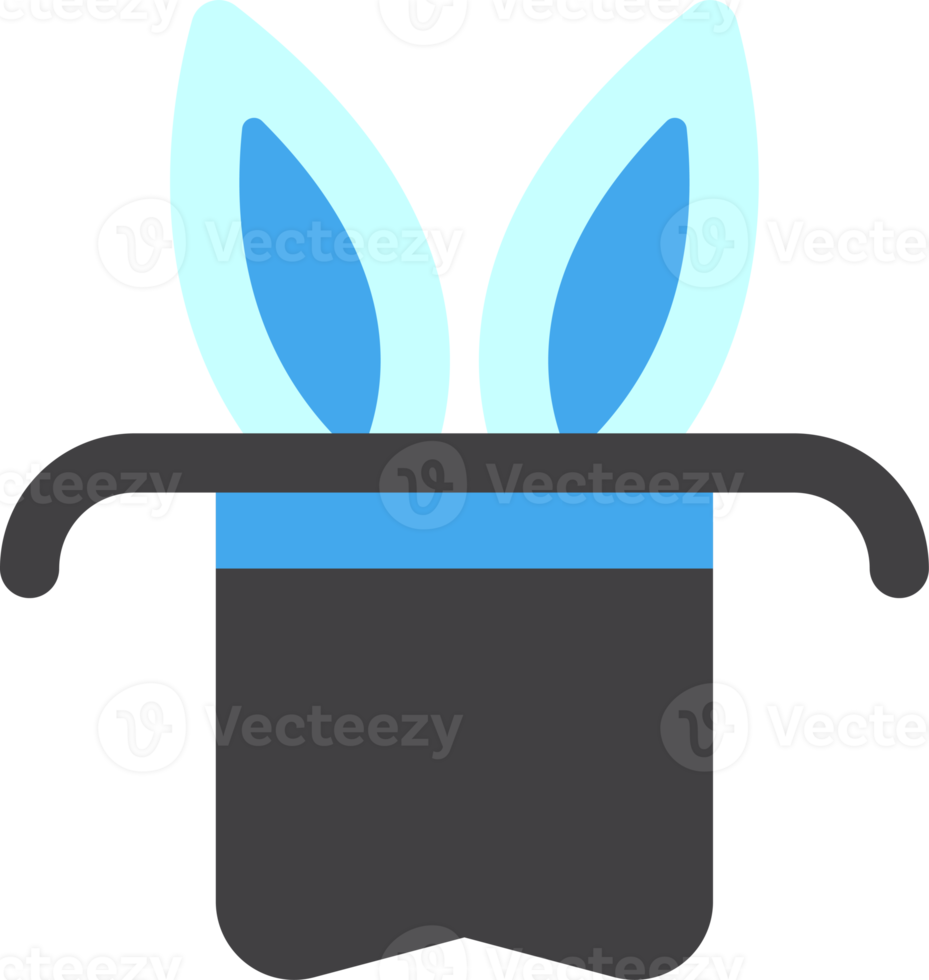 magician hat with bunny ears illustration in minimal style png