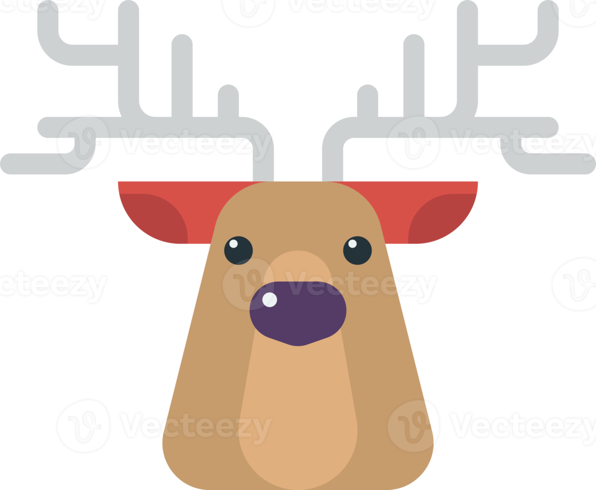 reindeer face illustration in minimal style png