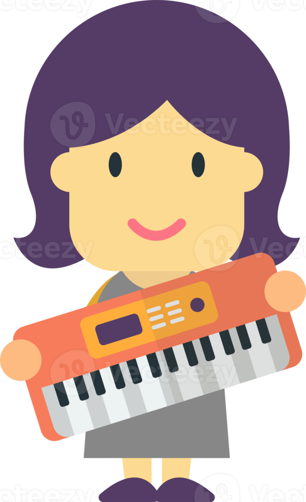 female pianist illustration in minimal style png