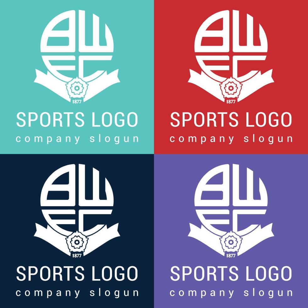 plantilla de diseño de logotipo de club de fútbol, concepto de logotipo de torneos de fútbol. identidad del equipo de fútbol aislado, ilustraciones de vectores de diseño de símbolos deportivos abstractos.