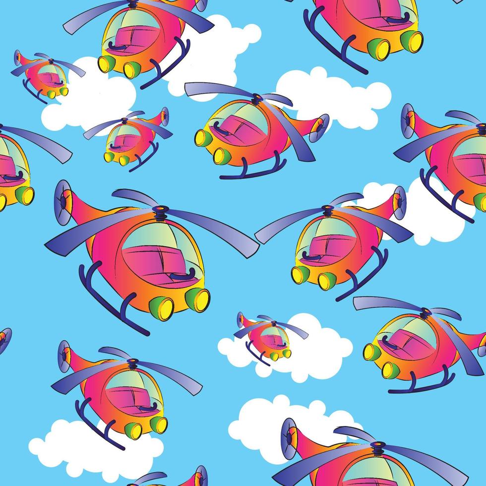 Seamless, Hand drawing Helicopter print design seamless pattern. Vector illustration design for fashion fabrics, textile graphics, and prints.