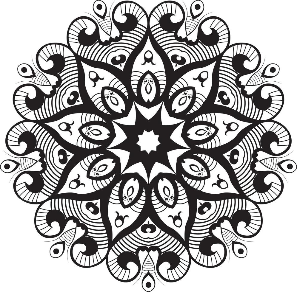 Vector ornamental mandala, Mandala. Coloring book. Coloring page. Outline. Antistress for adults. Vector illustration Floral