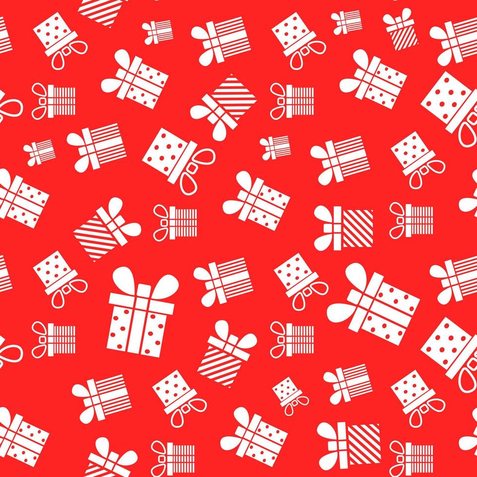 Seamless pattern with white Gift boxes on a red background vector