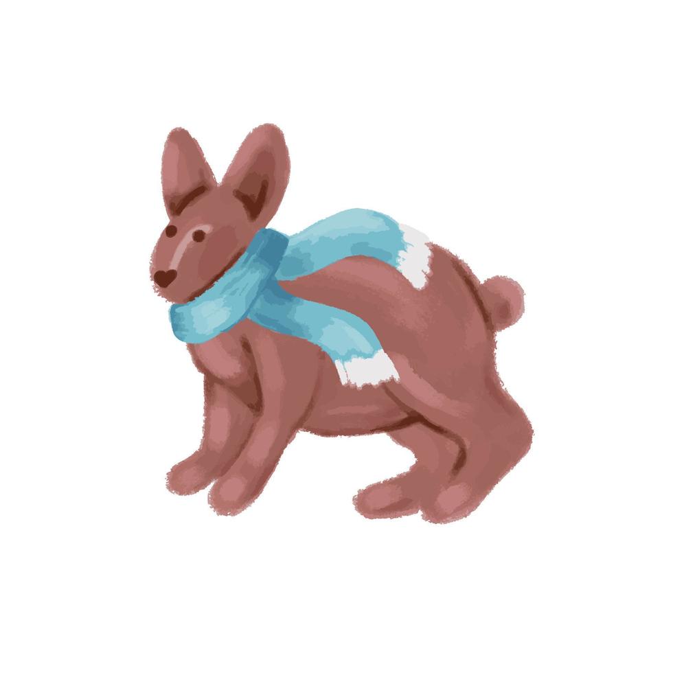 Cute cute rabbit in a blue scarf vector