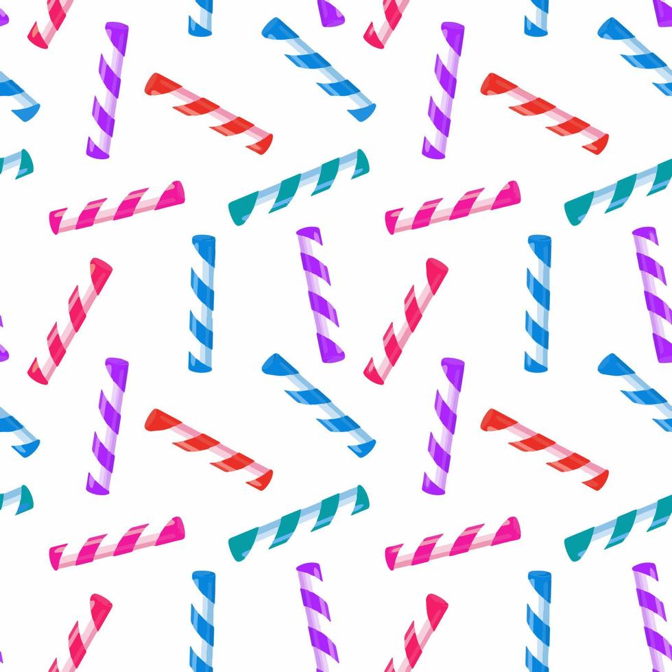 seamless pattern with striped candy sticks on a white background vector