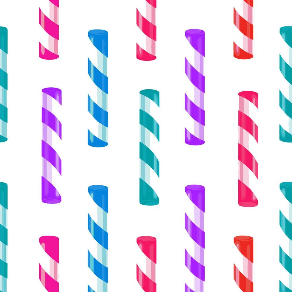 seamless pattern with striped candy sticks on a white background vector