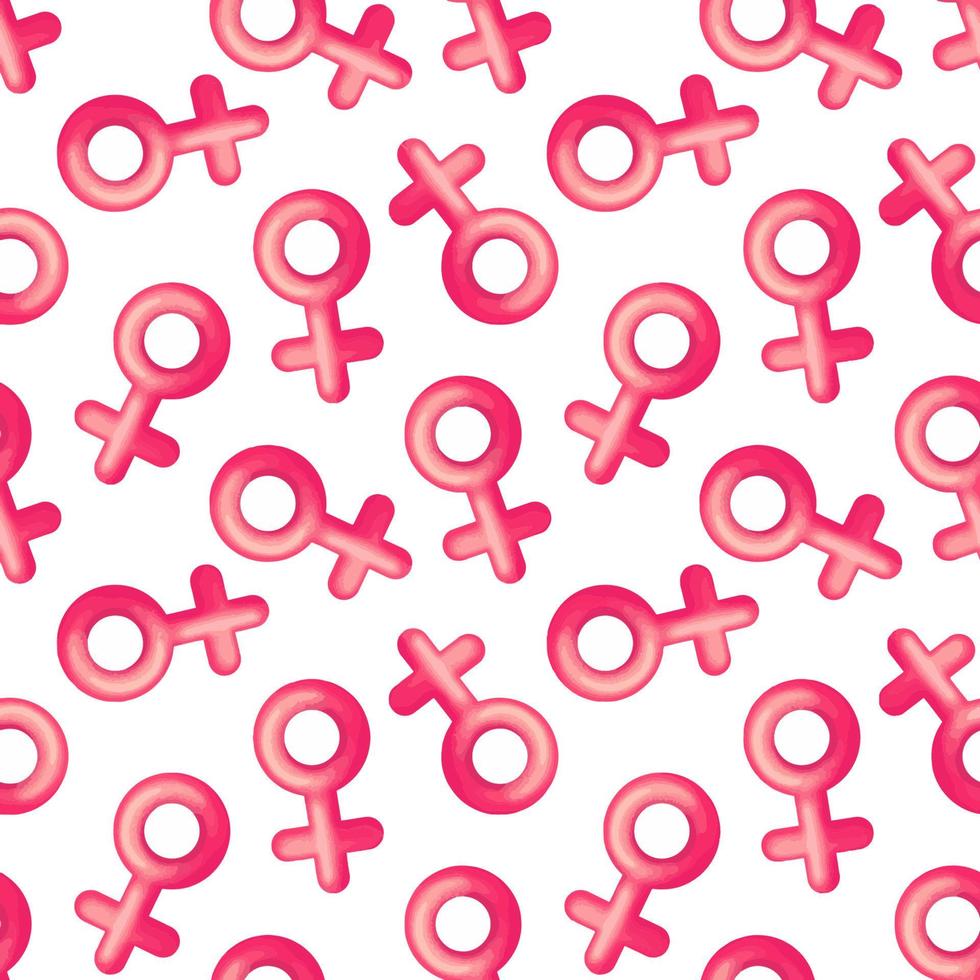 seamless pattern of pink female gender symbol vector