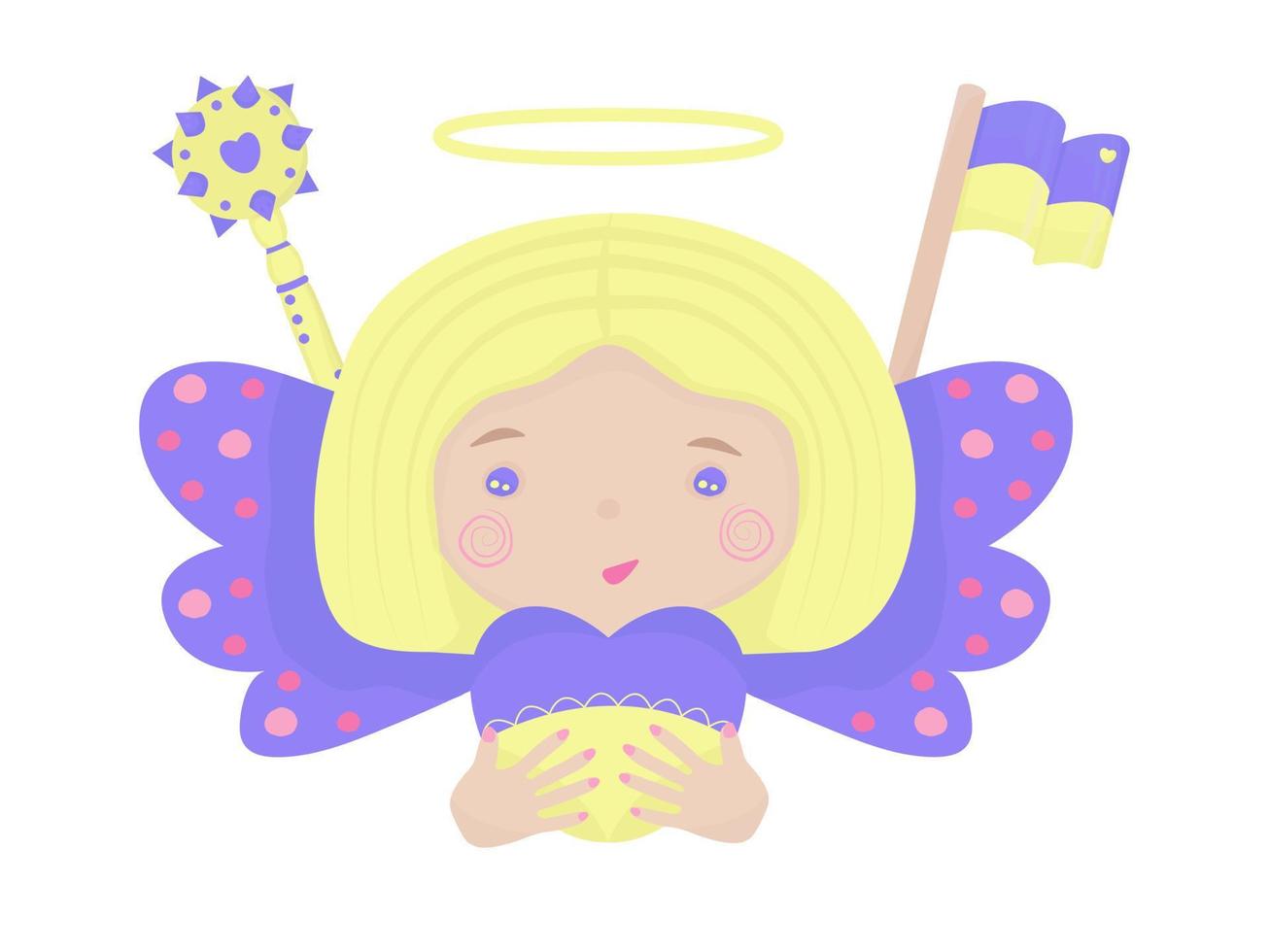 Ukrainian angel with flag and mace vector