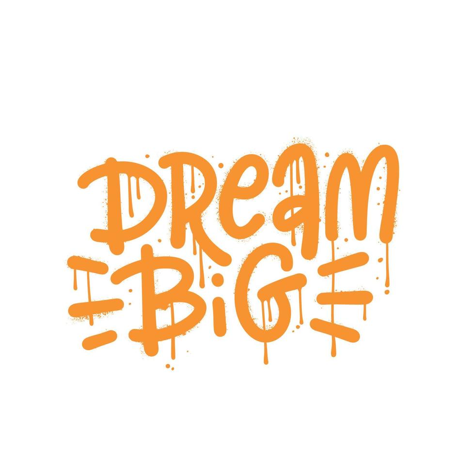 Dream big - hand drawn urban graffiti lettering motivation quote. Artistic wall art design for a logo, greeting cards, posters, banners, seasonal greetings. textured spray vector illustrations.