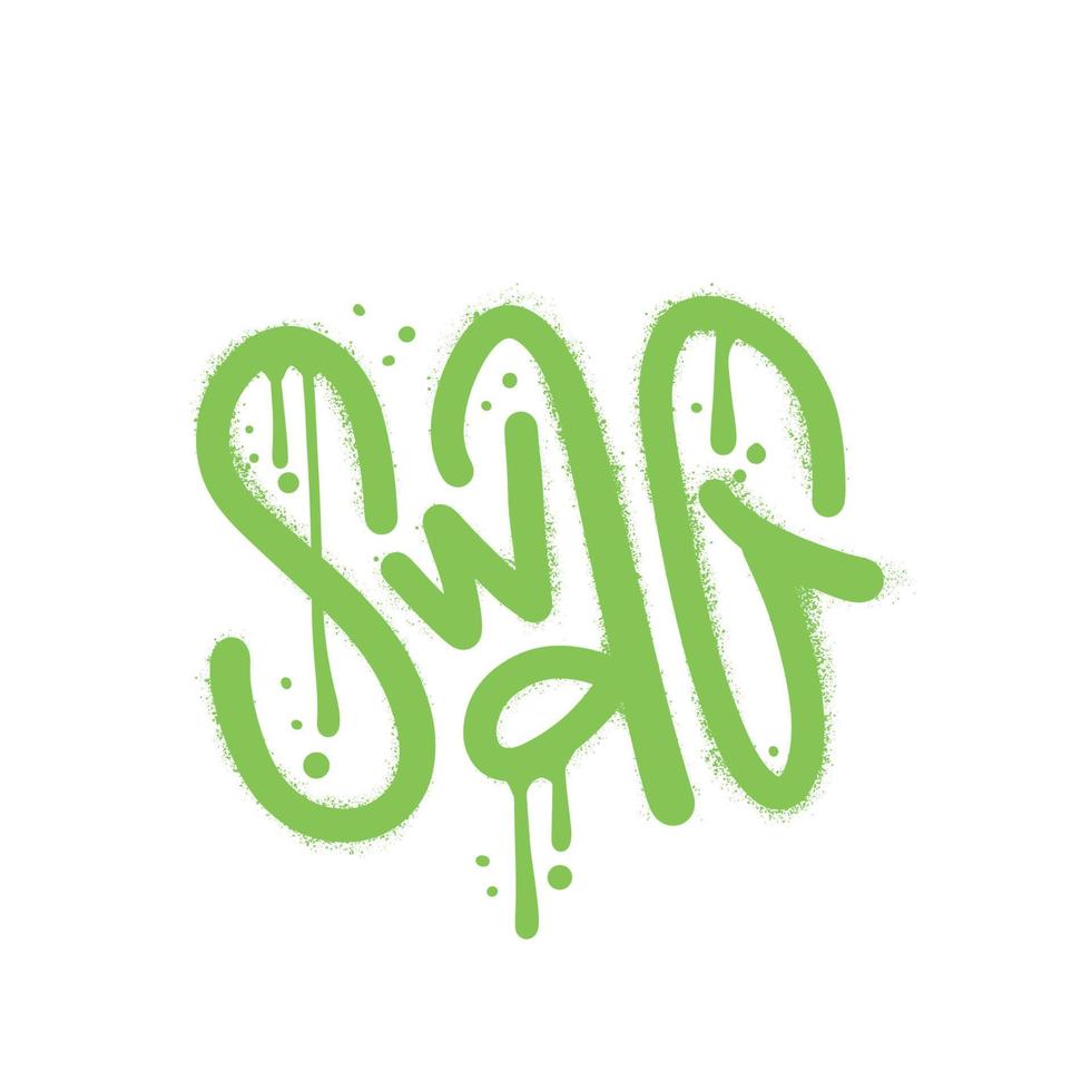 Swag - Urban Graffiti tag in vandal wall art style. Artwork for street wear, tee, sweatshot. Vintage retro symbol for teen clothes. Nostalgia about 1980s -1990s. Textured vector design.