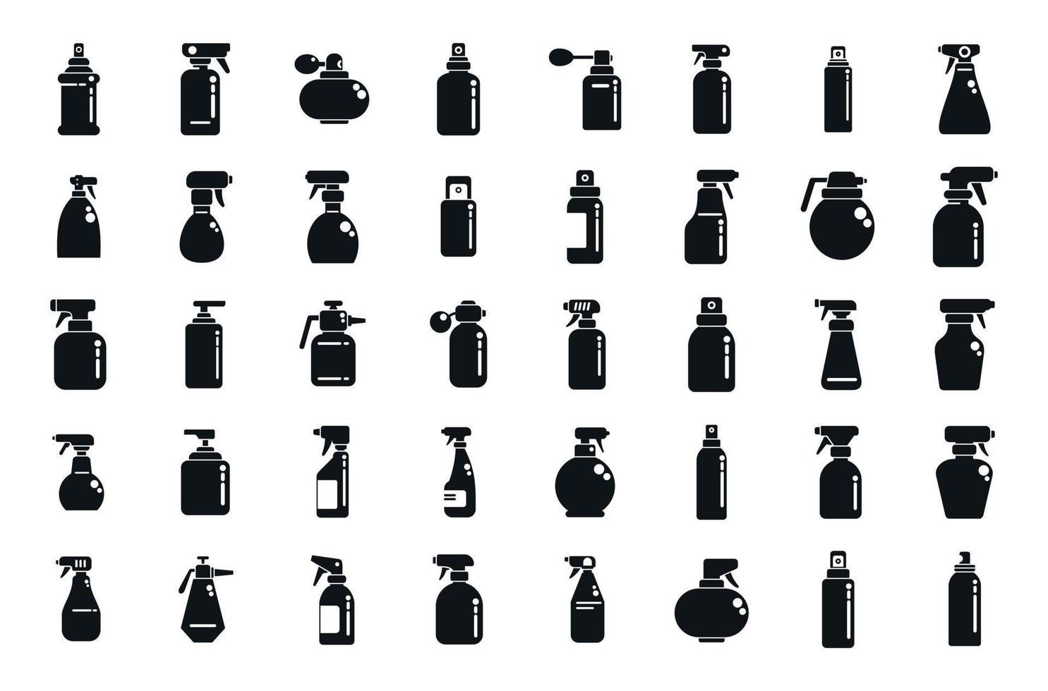 los iconos de la botella de spray establecen un vector simple. limpiador de pulverizador