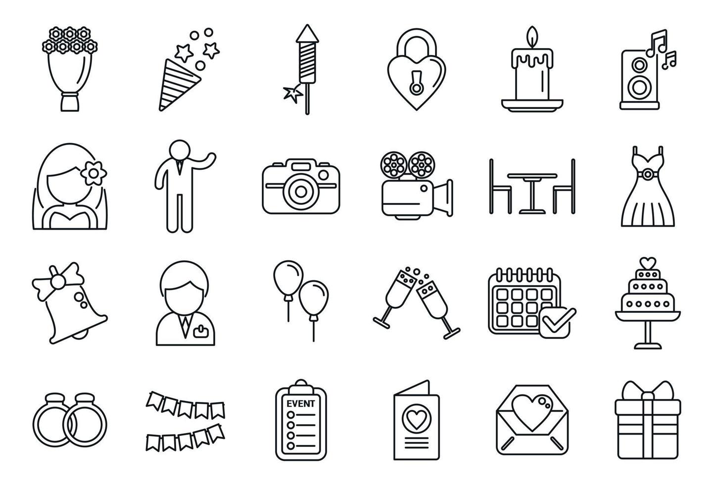 Event planner icons set outline vector. App calendar vector