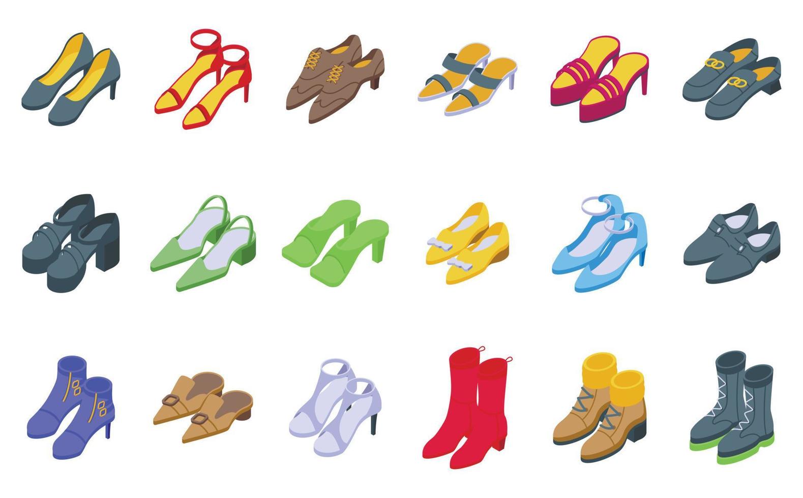High heels woman shoes icons set isometric vector. Girl heel vector
