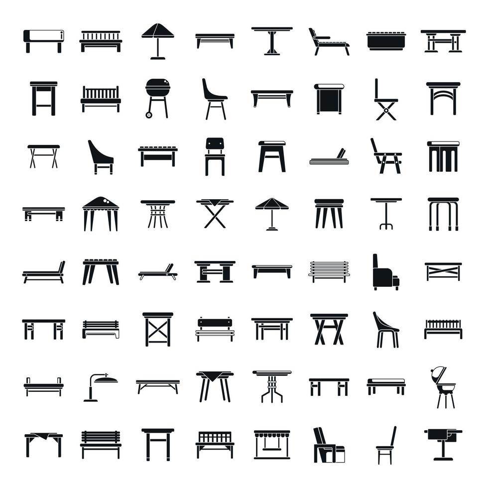 Outdoor furniture icons set simple vector. Garden patio vector