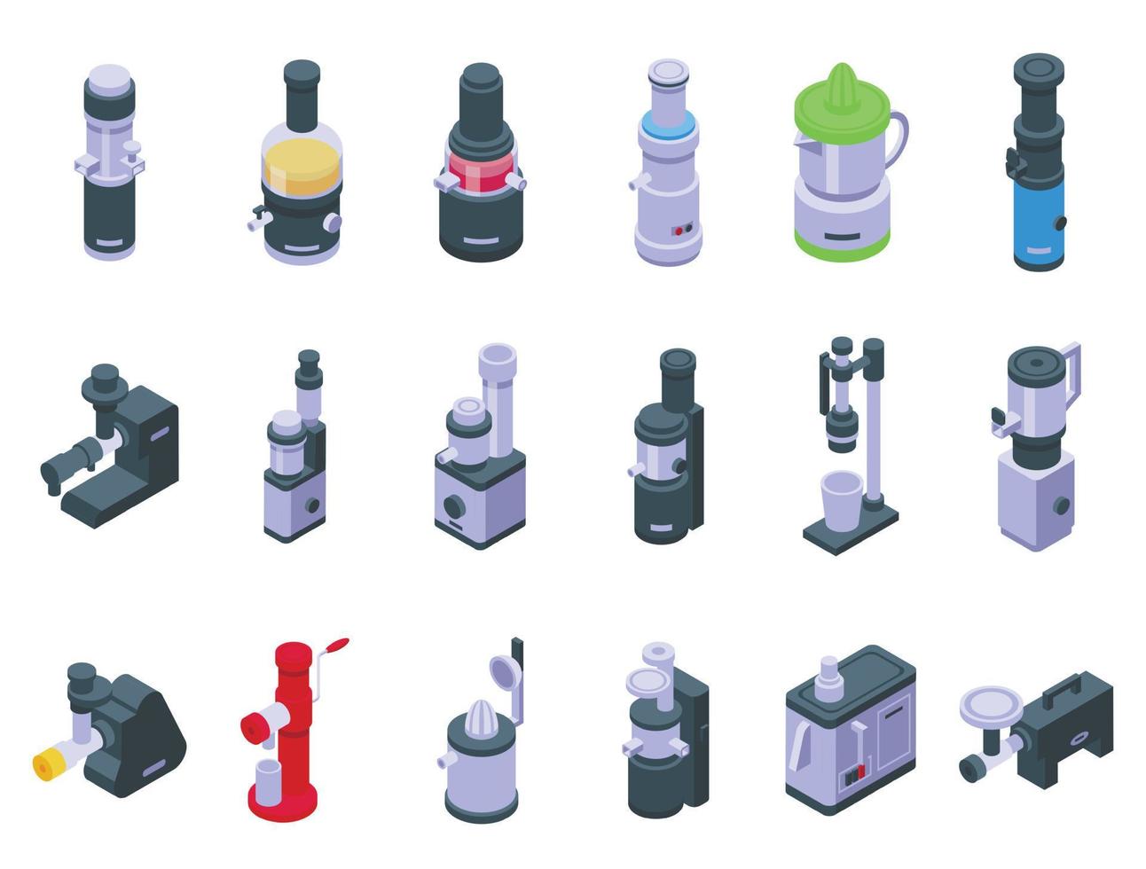 Juicer icons set isometric vector. Home food vector