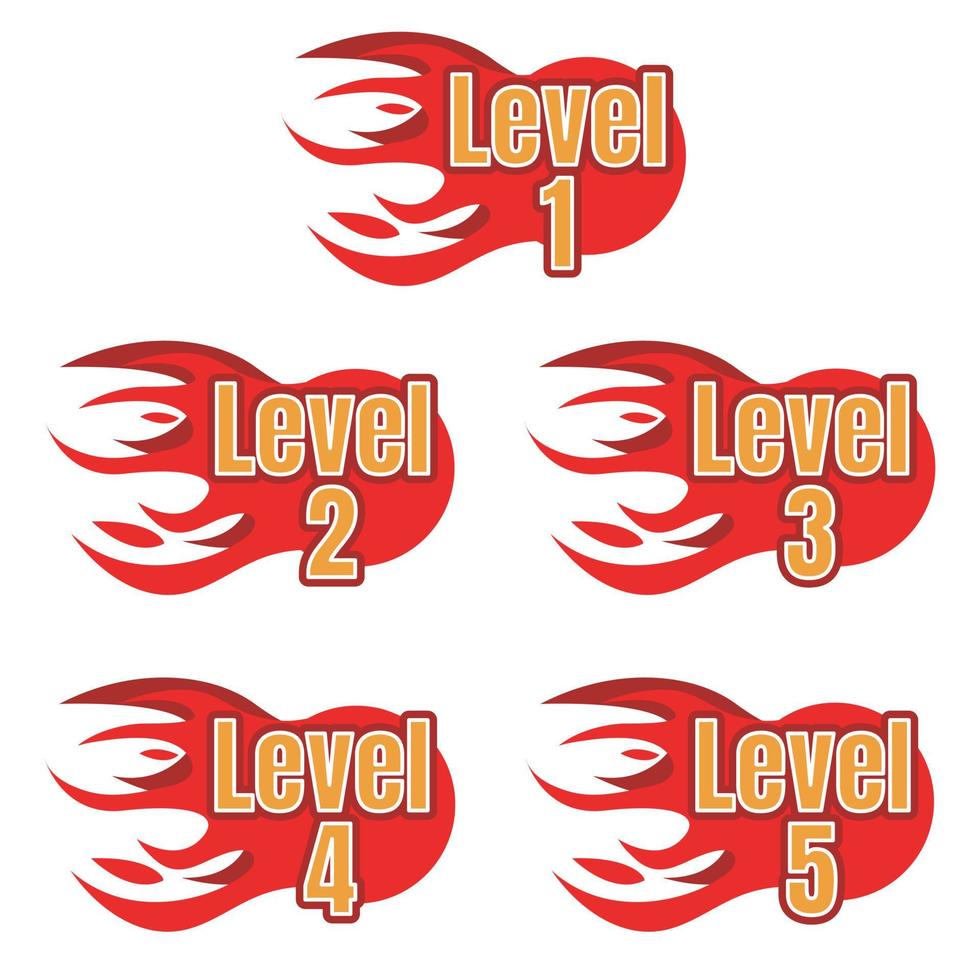 vector level hot spicy fiery level one to five