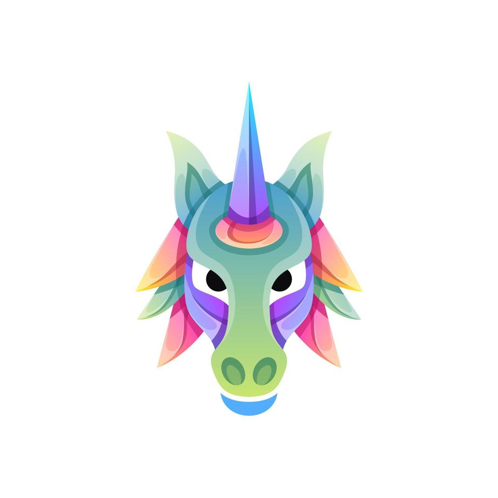 Vector logo illustration unicorn gradient colorful style