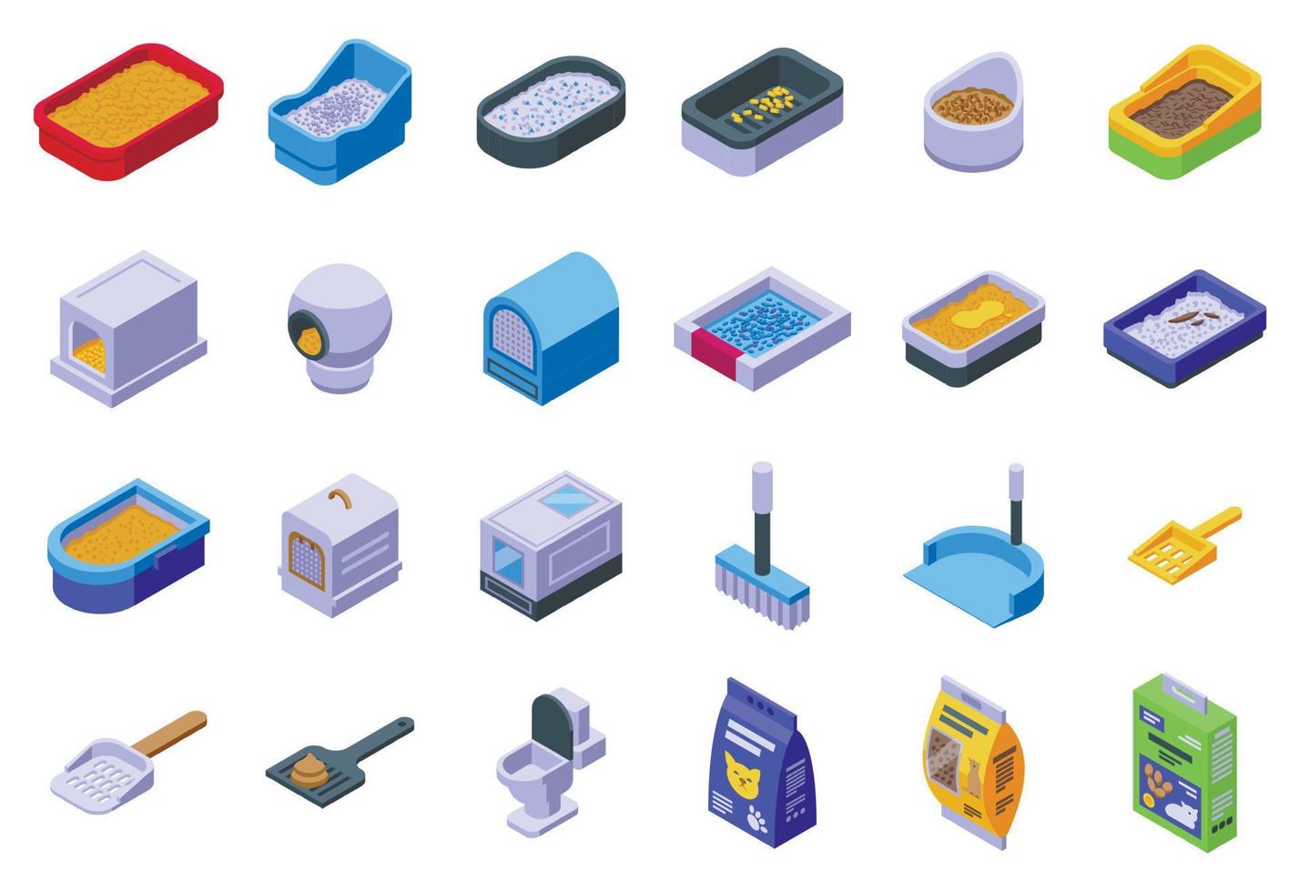 Toilet filler icons set isometric vector. Animal box vector