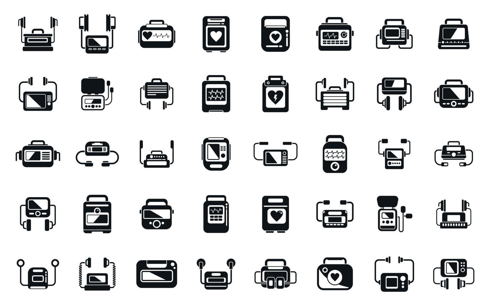 Defibrillator icons set simple vector. Aid ambulance vector