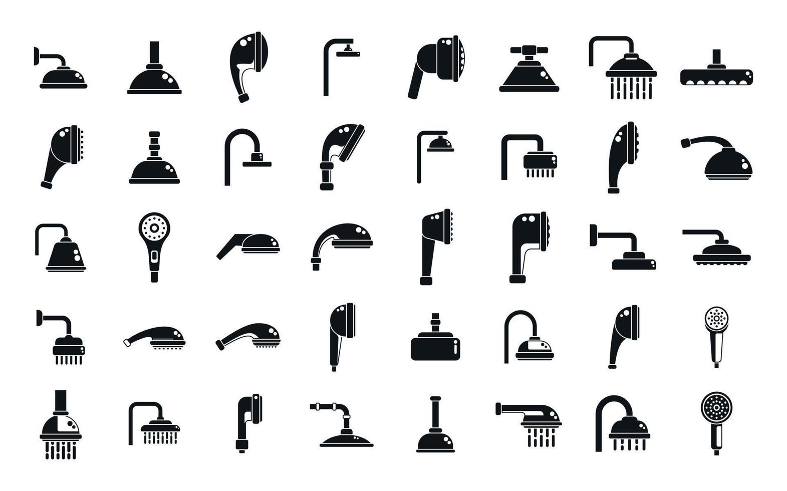 Shower heads icons set simple vector. Water bathroom vector