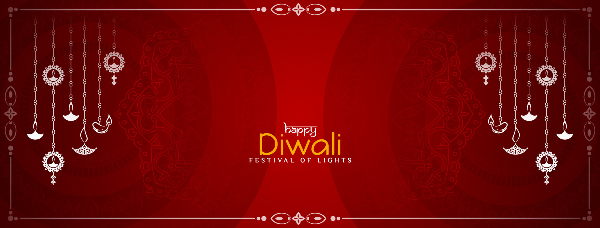 Happy Diwali festival decorative banner with elegant hanging lamps design  12980472 Vector Art at Vecteezy