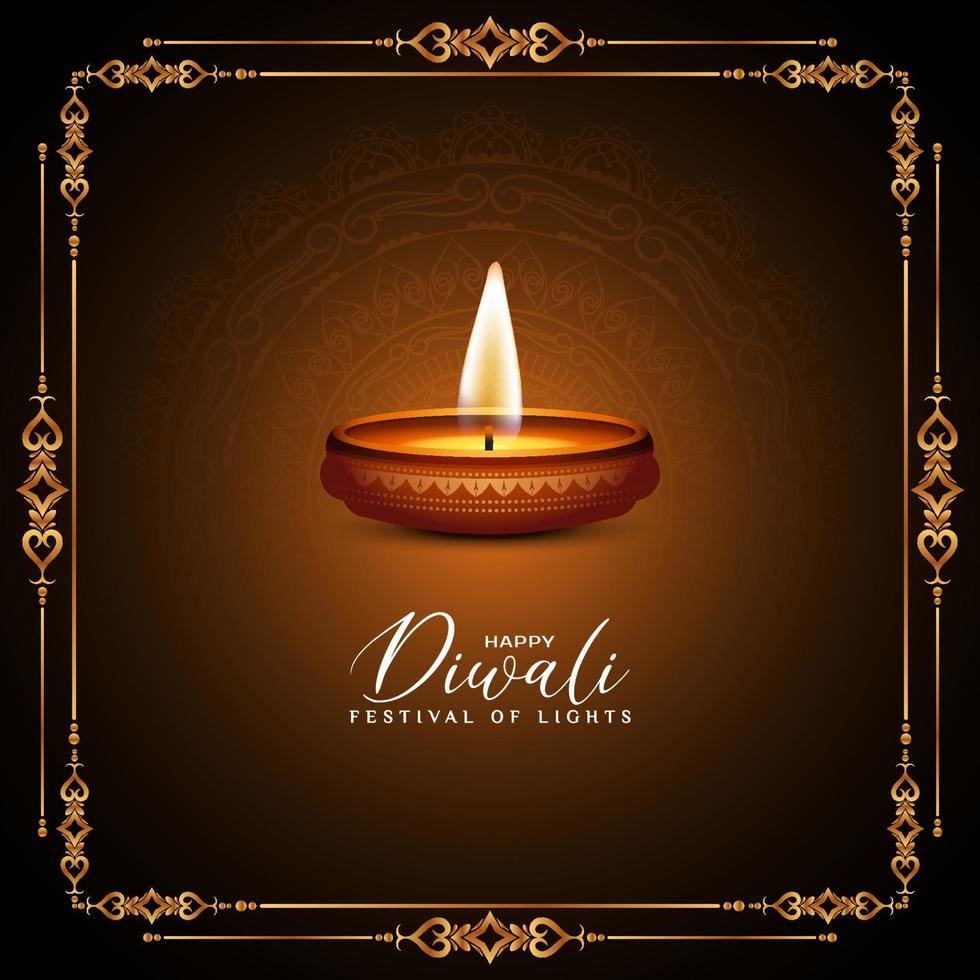 feliz diwali festival tradicional hindú celebración diseño de fondo decorativo vector