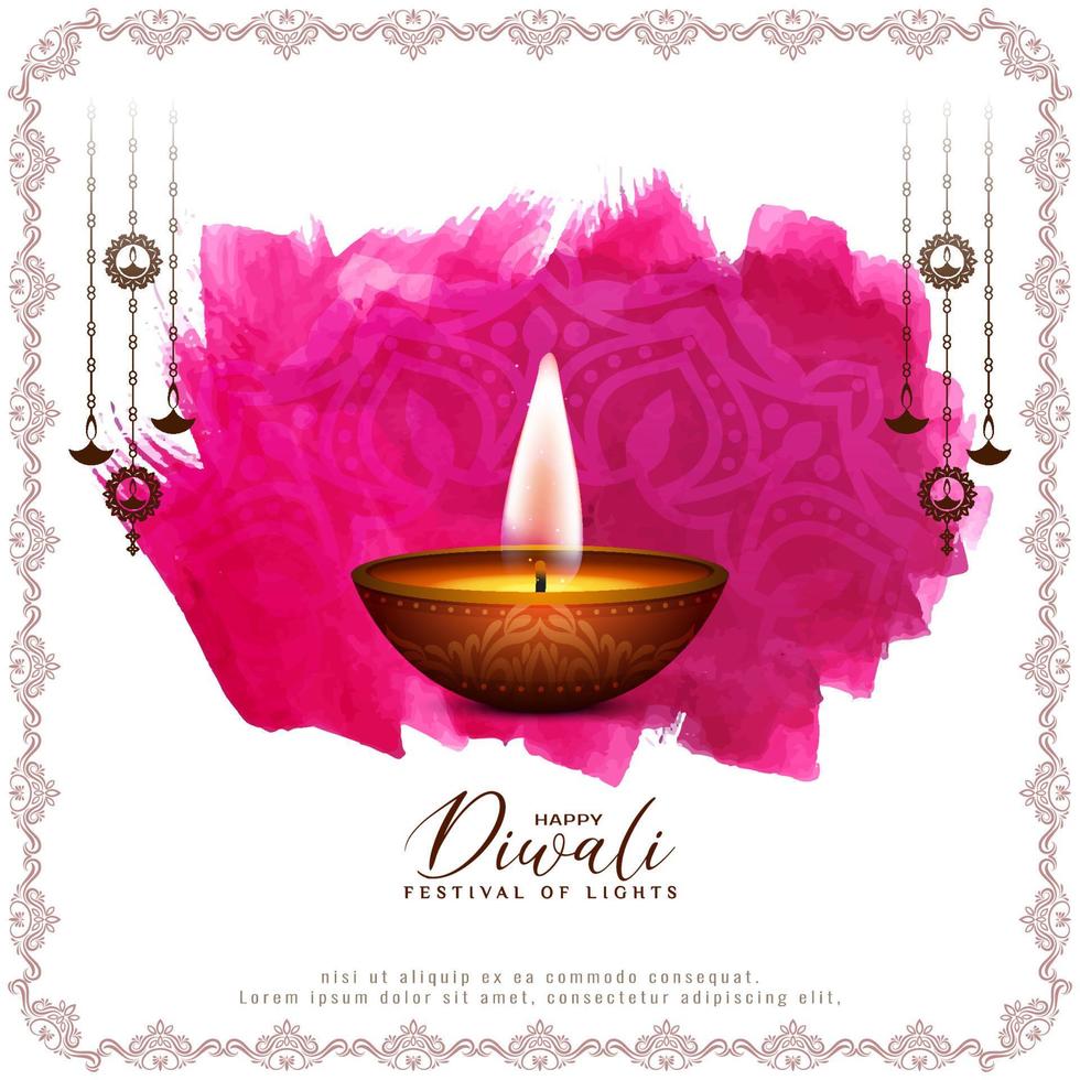 hermoso feliz diwali festival celebración diseño de tarjeta de felicitación vector