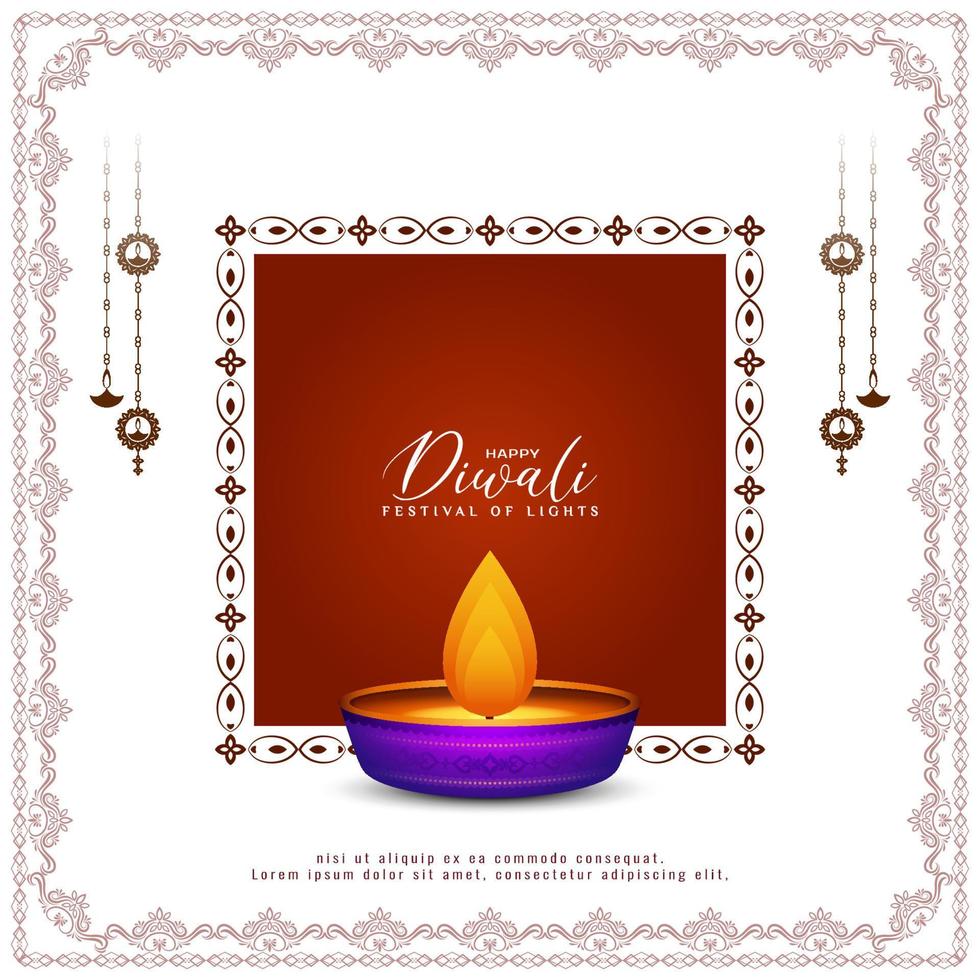 hermoso feliz diwali festival celebración diseño de tarjeta de felicitación vector