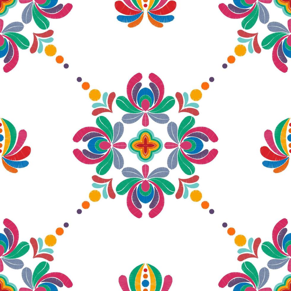 diseño de decoración de patrones sin fisuras étnicos ikat. alfombra de tela azteca boho mandalas decoración textil papel tapiz. adornos de motivos nativos tribales ikkat bordado tradicional vector húngaro polaco moravo