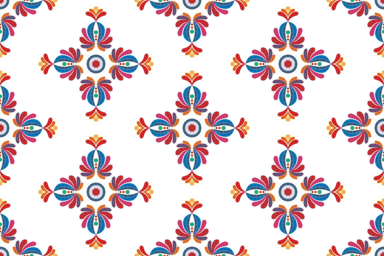 diseño de decoración de patrones sin fisuras étnicos ikat. alfombra de tela azteca boho mandalas decoración textil papel tapiz. adornos de motivos nativos tribales ikkat bordado tradicional vector húngaro polaco moravo