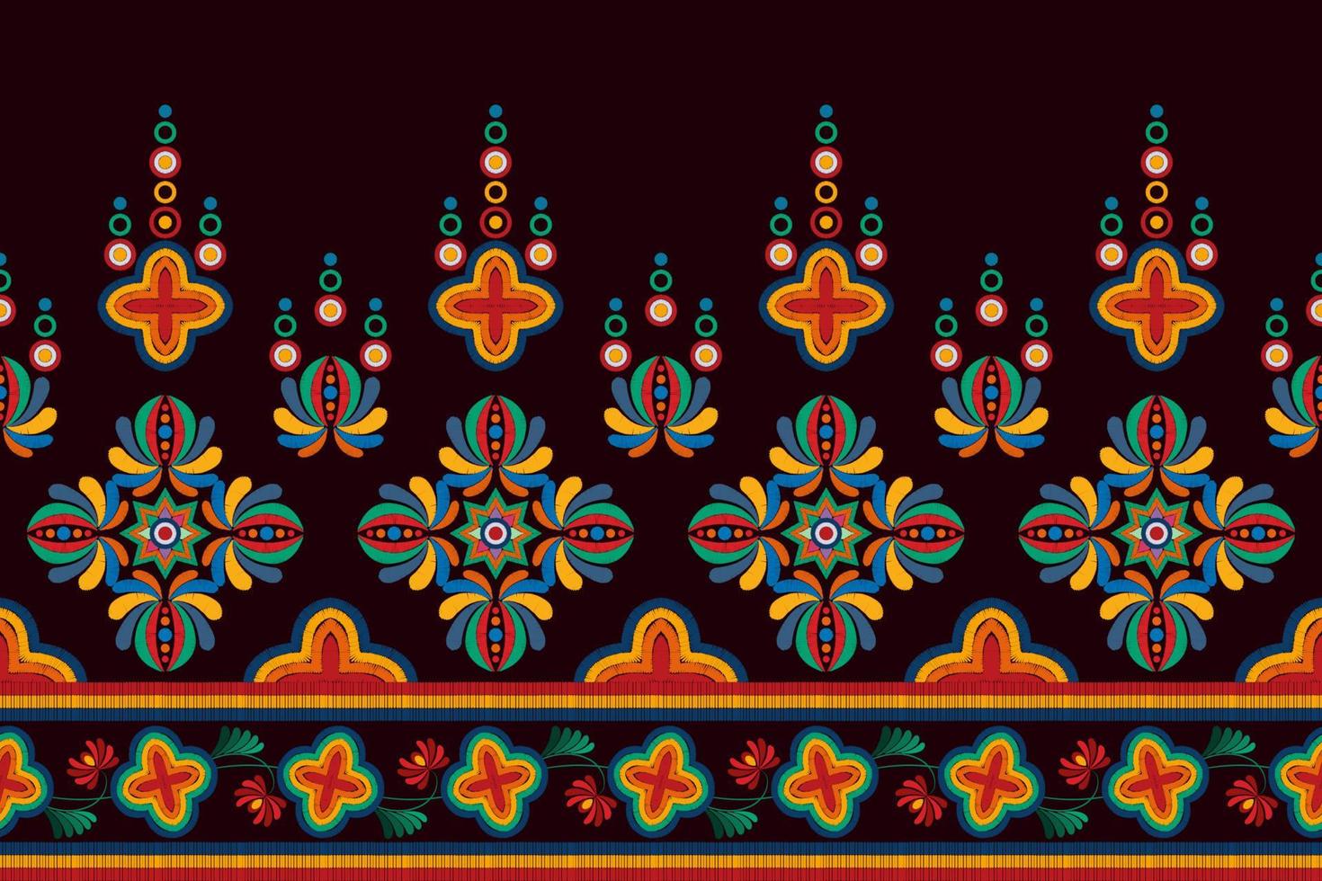 Ikat ethnic seamless pattern decoration design. Aztec fabric carpet boho mandalas textile decor wallpaper. Tribal native motif ornaments Ikkat traditional embroidery vector Hungarian polish Moravian