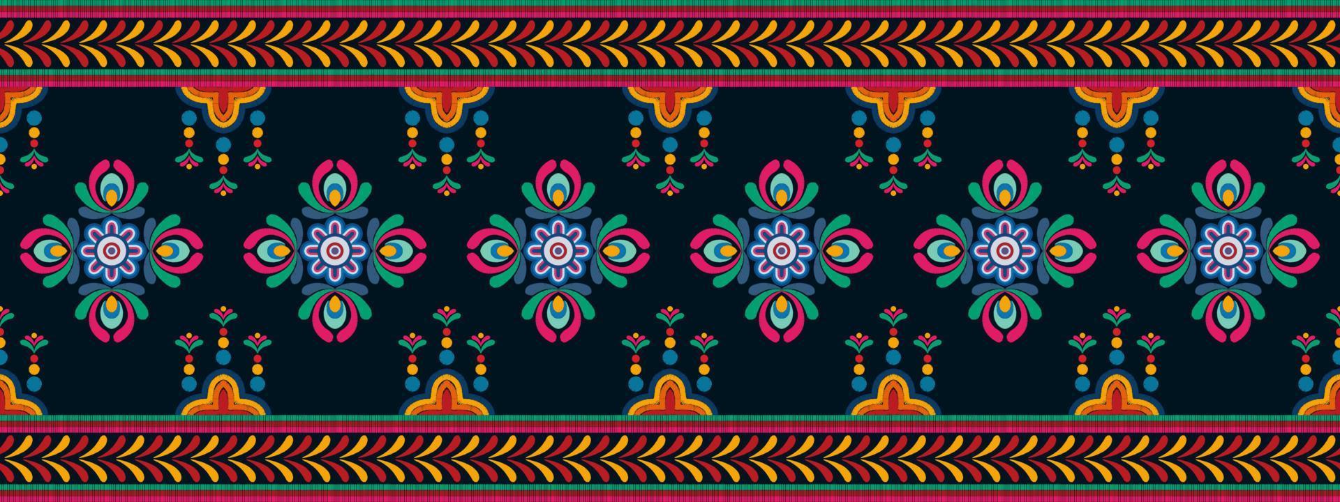 Ikat ethnic seamless pattern decoration design. Aztec fabric carpet boho mandalas textile decor wallpaper. Tribal native motif ornaments Ikkat traditional embroidery vector Hungarian polish Moravian