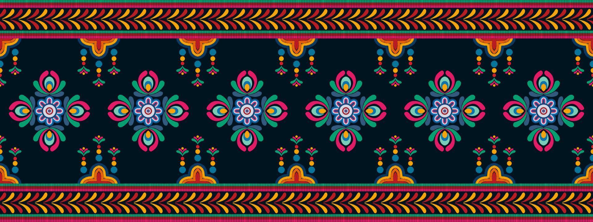 diseño de decoración de patrones sin fisuras étnicos ikat. alfombra de tela azteca boho mandalas decoración textil papel tapiz. adornos de motivos nativos tribales ikkat bordado tradicional vector húngaro polaco moravo