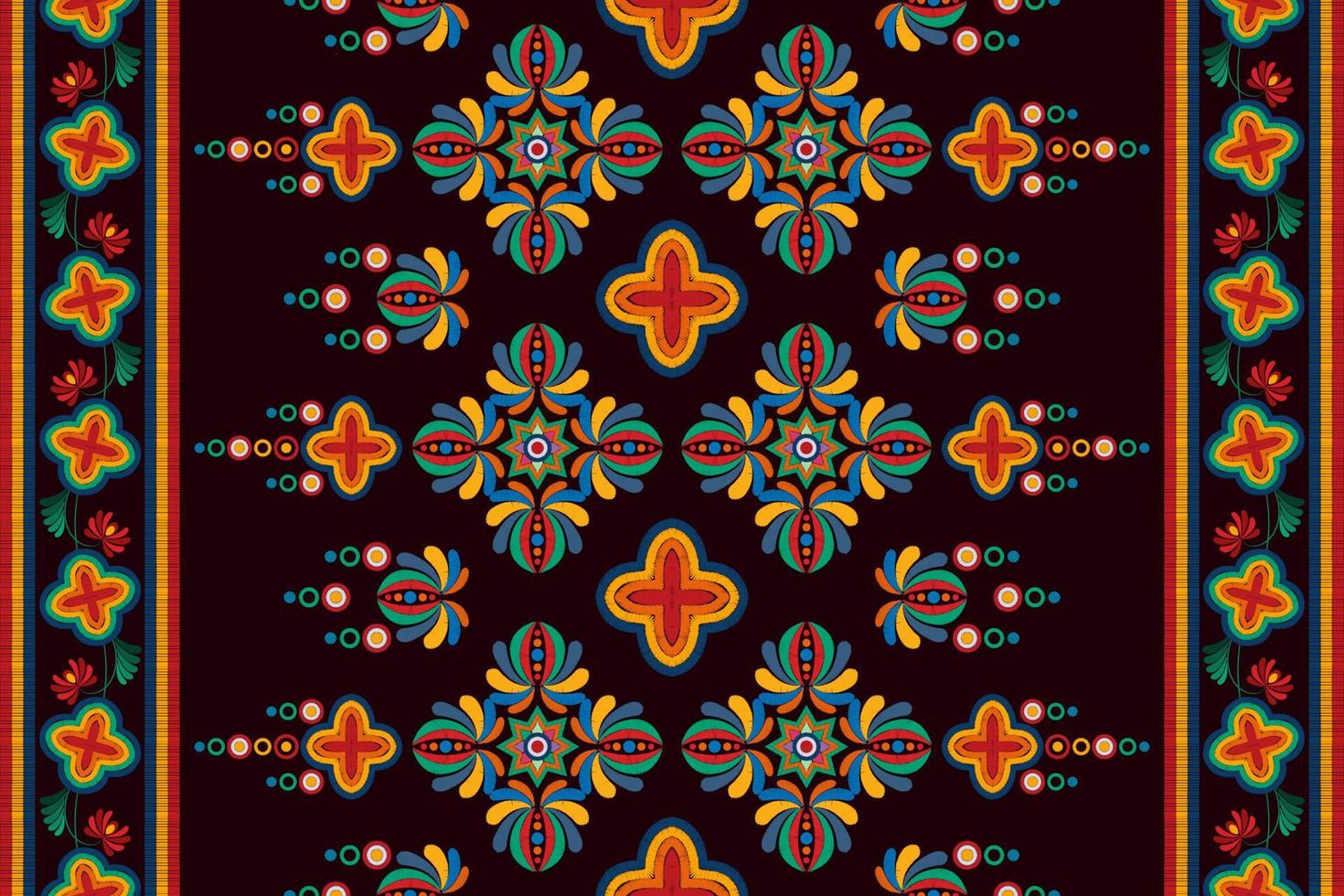 Ikat ethnic seamless pattern decoration design. Aztec fabric carpet boho mandalas textile decor wallpaper. Tribal native motif ornaments Ikkat traditional embroidery vector Hungarian polish Moravian
