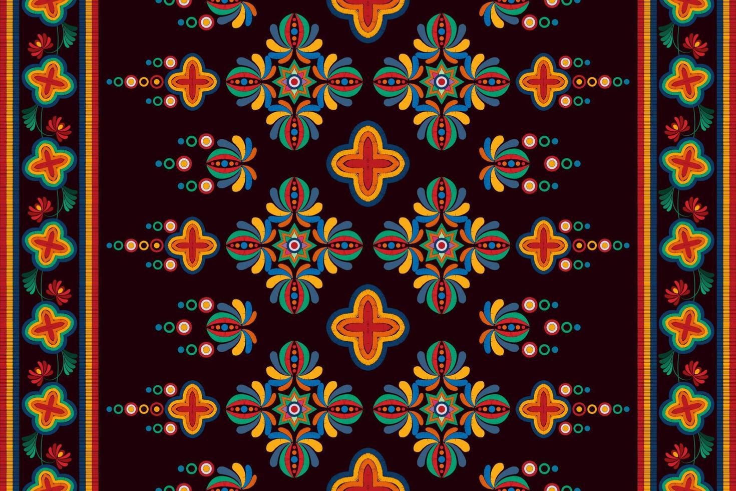 Ikat ethnic seamless pattern decoration design. Aztec fabric carpet boho mandalas textile decor wallpaper. Tribal native motif ornaments Ikkat traditional embroidery vector Hungarian polish Moravian