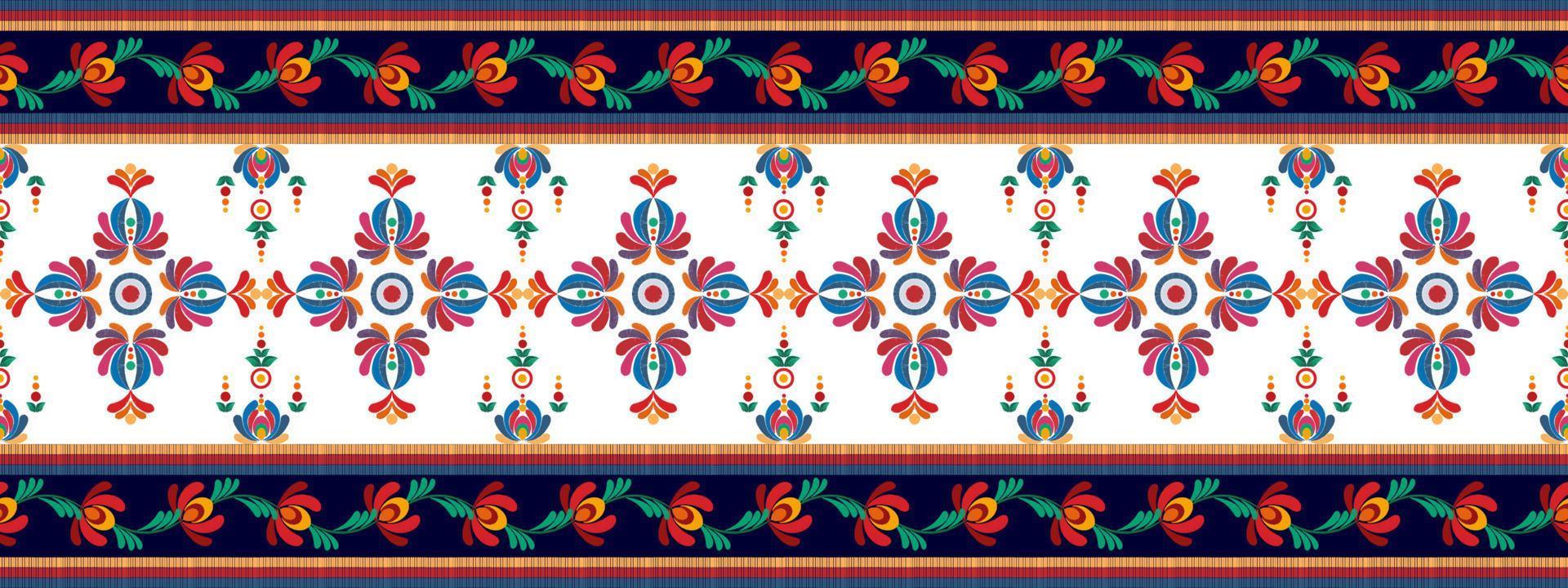 Ikat ethnic seamless pattern decoration design. Aztec fabric carpet boho mandalas textile decor wallpaper. Tribal native motif ornaments Ikkat traditional embroidery vector Hungarian polish Moravian