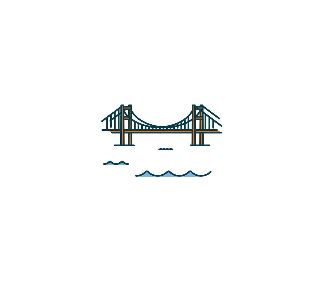 Bosphorus Bridge symbol and city landmark tourist attraction illustration. vector