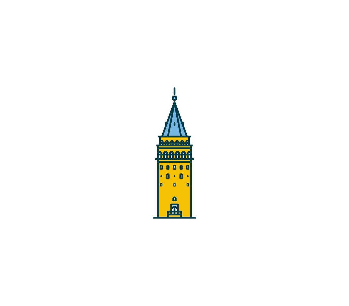 Galata Tower symbol and city landmark tourist attraction illustration. vector