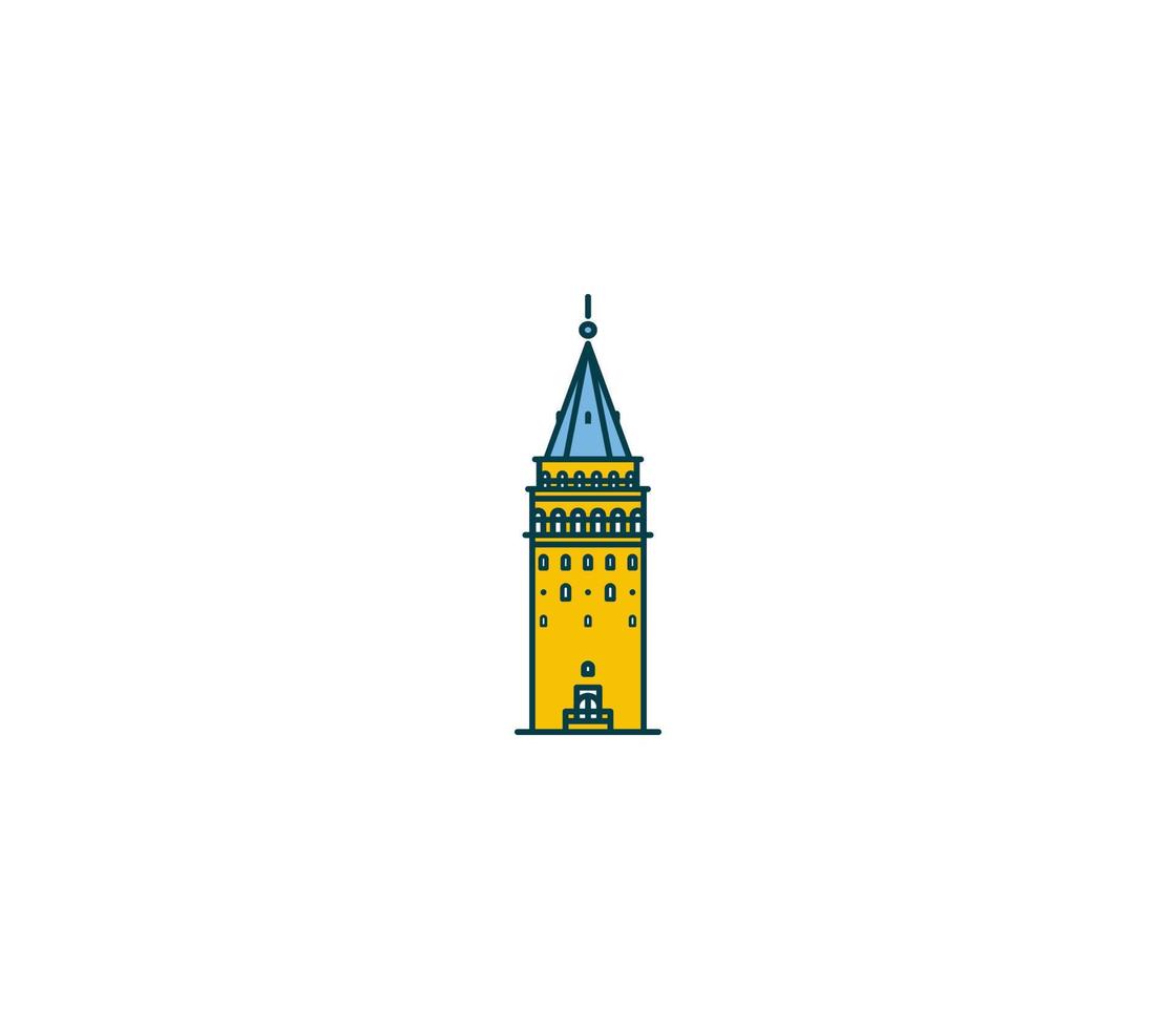 símbolo de la torre de galata e ilustración de la atracción turística de la ciudad. vector