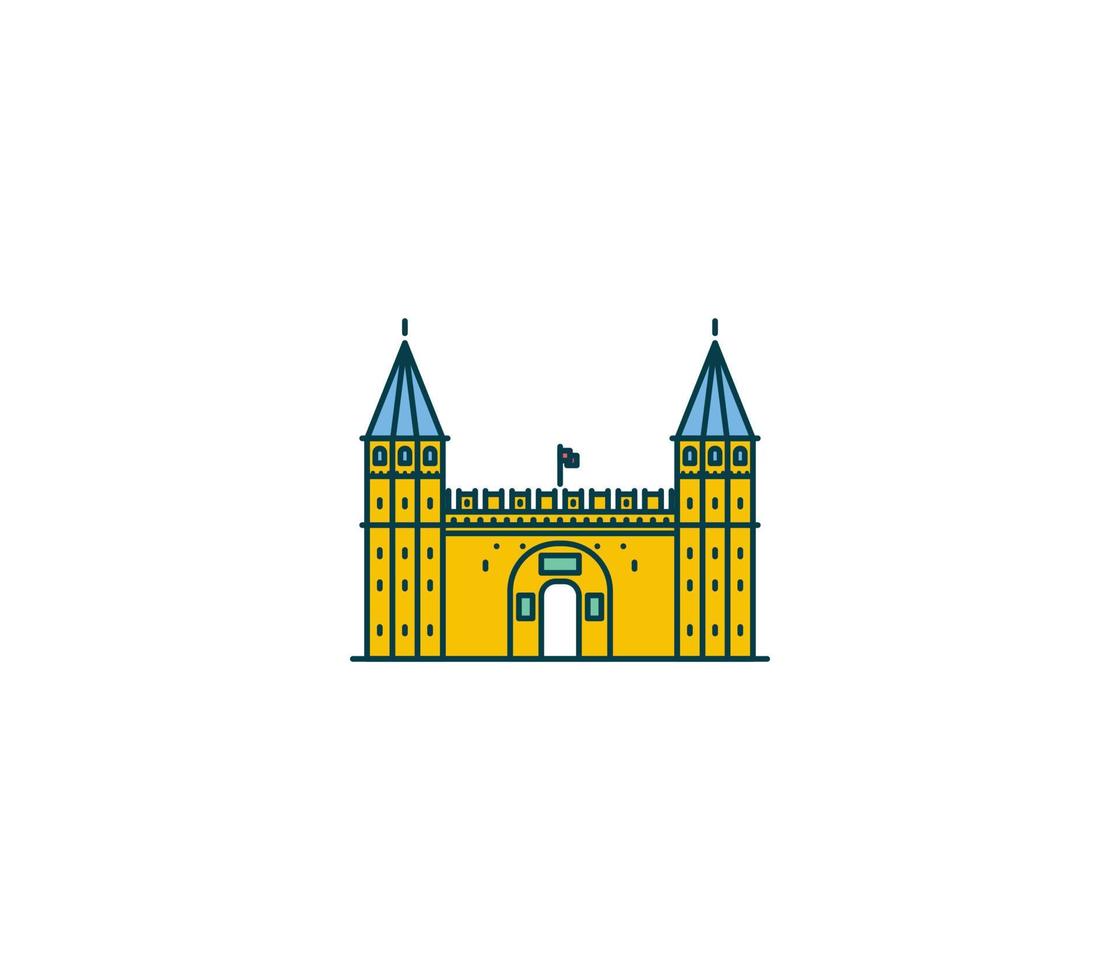 Topkapi Palace symbol and city landmark tourist attraction illustration. vector