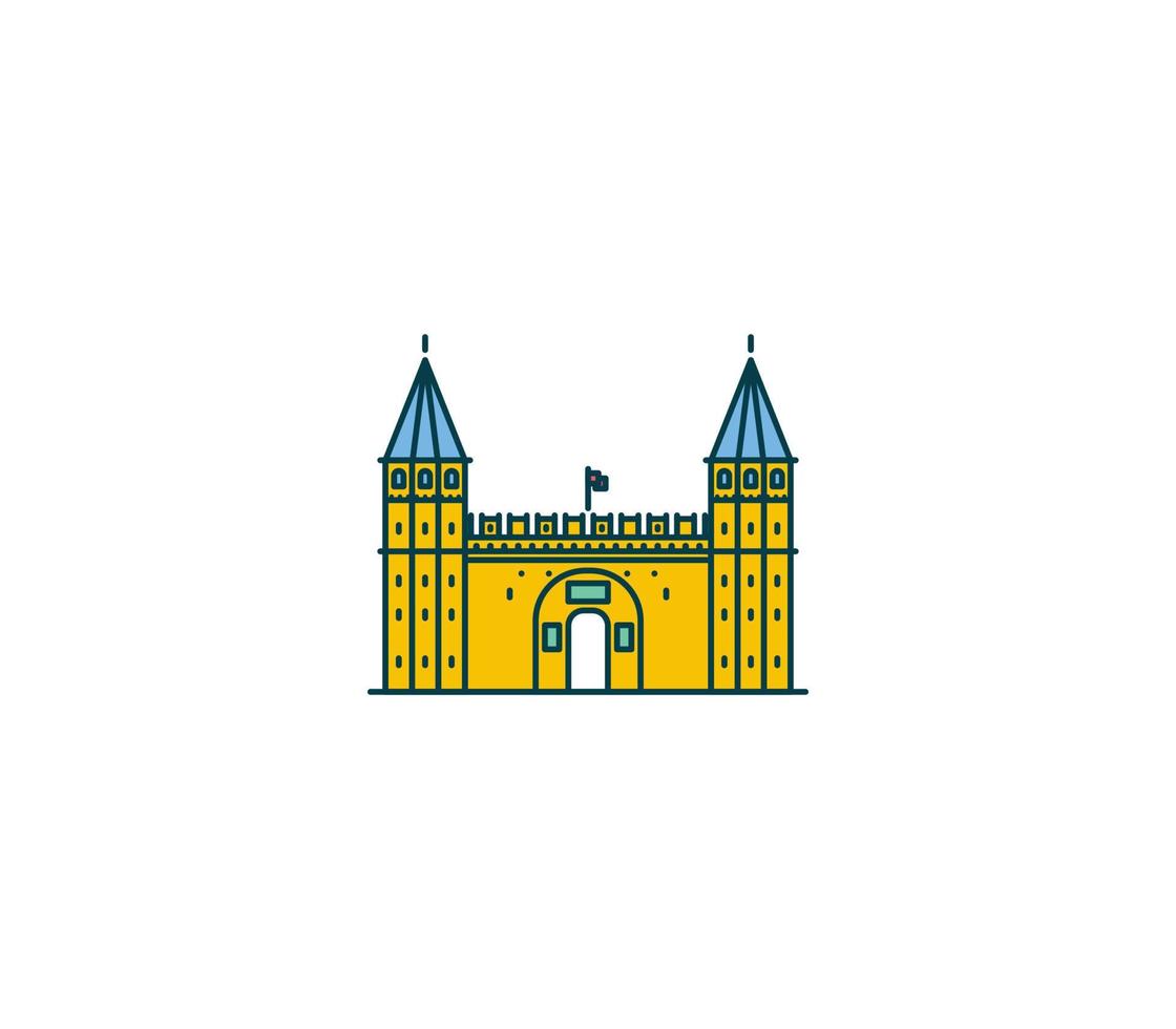 símbolo del palacio de topkapi e ilustración de la atracción turística de la ciudad. vector