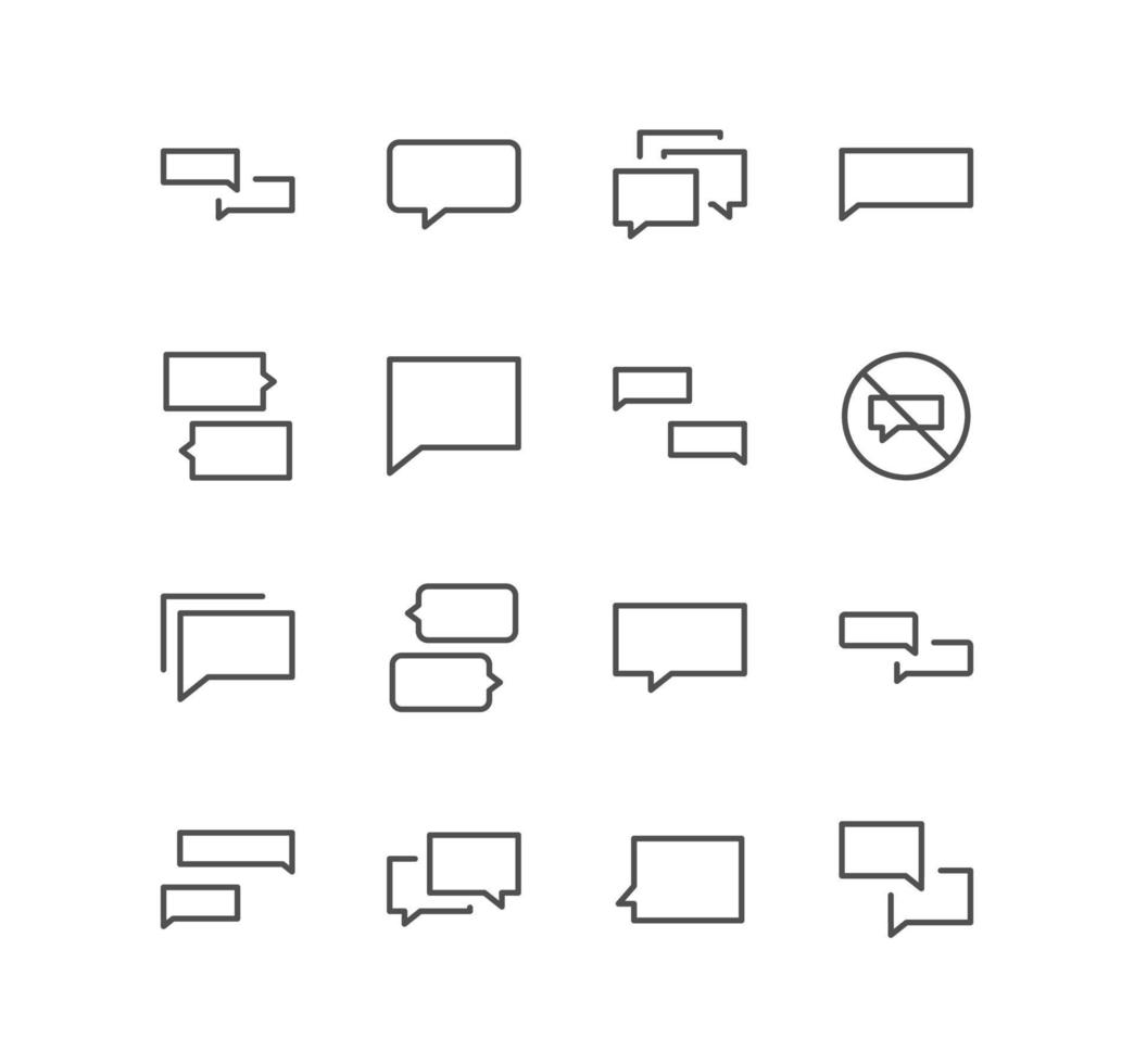 Set of message and communication icons, speech, chat bubble, comment, talk, text and linear variety vectors. vector