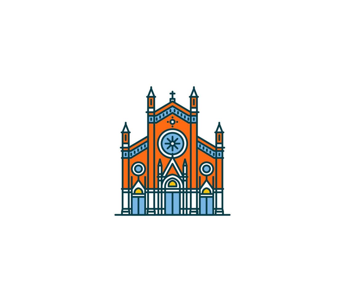 Church of St. Anthony of Padua and city landmark tourist attraction illustration. vector