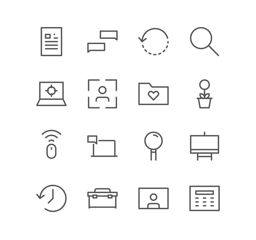 Set of document and paper icons, page, note, form, word, message and linear variety vectors. vector